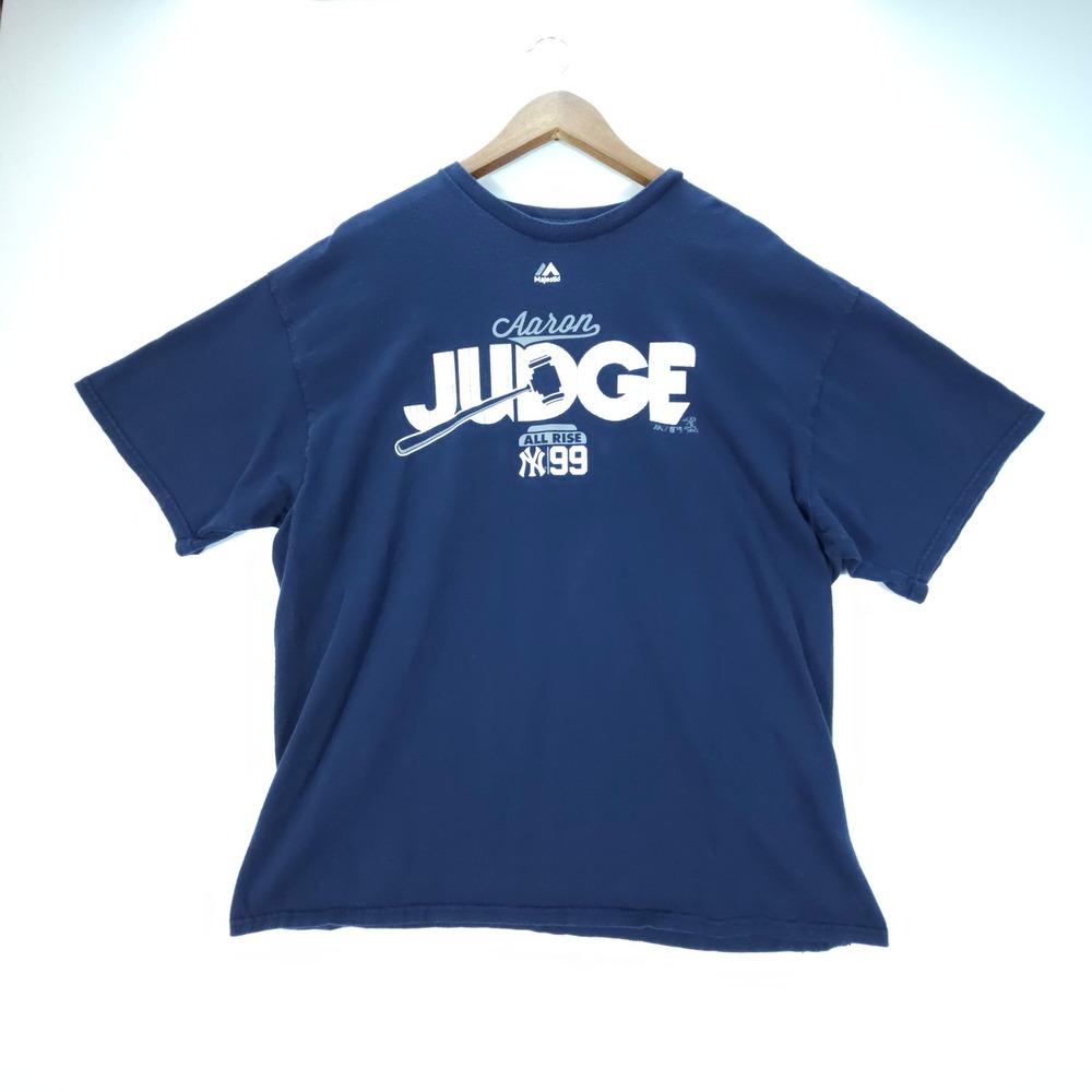 Streetwear Majestic Aaron Judge Mens 2XL Navy Blue All Rise Yankees T-Shirt